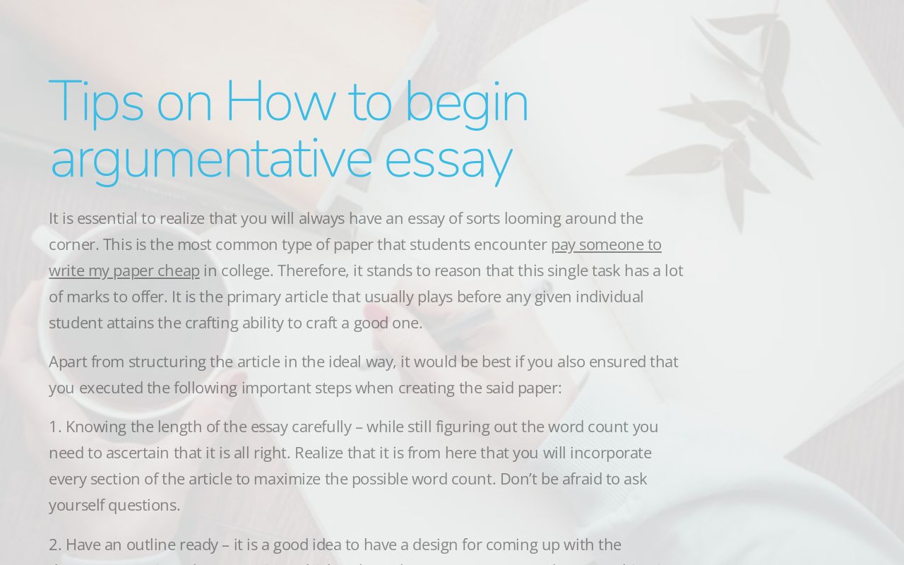 how to begin an argumentative essay